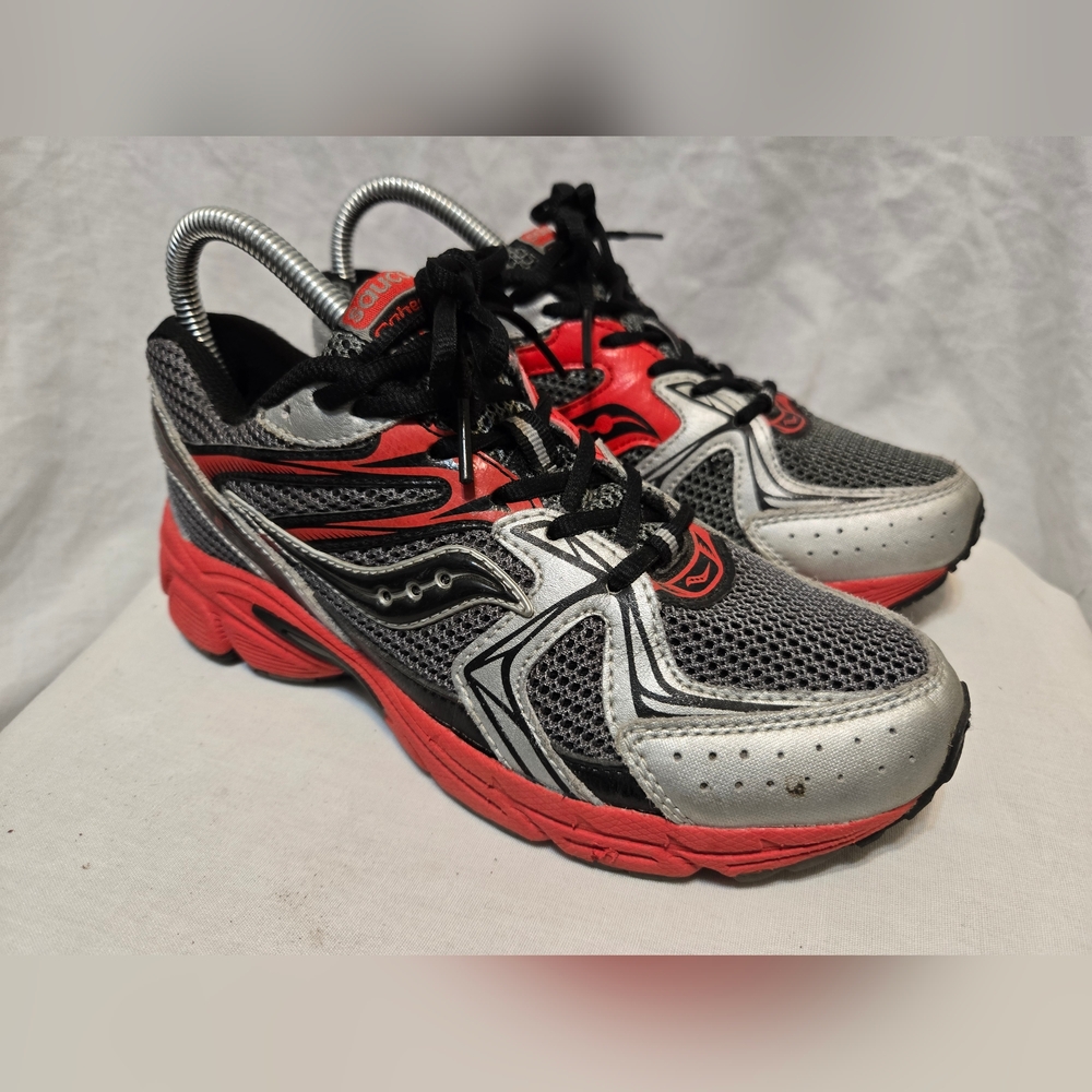 Saucony Grid Cohesion 6 LTT Boys Sz 4.5M Gray/Black/Silver Running/Walking Shoes - Picture 4 of 10